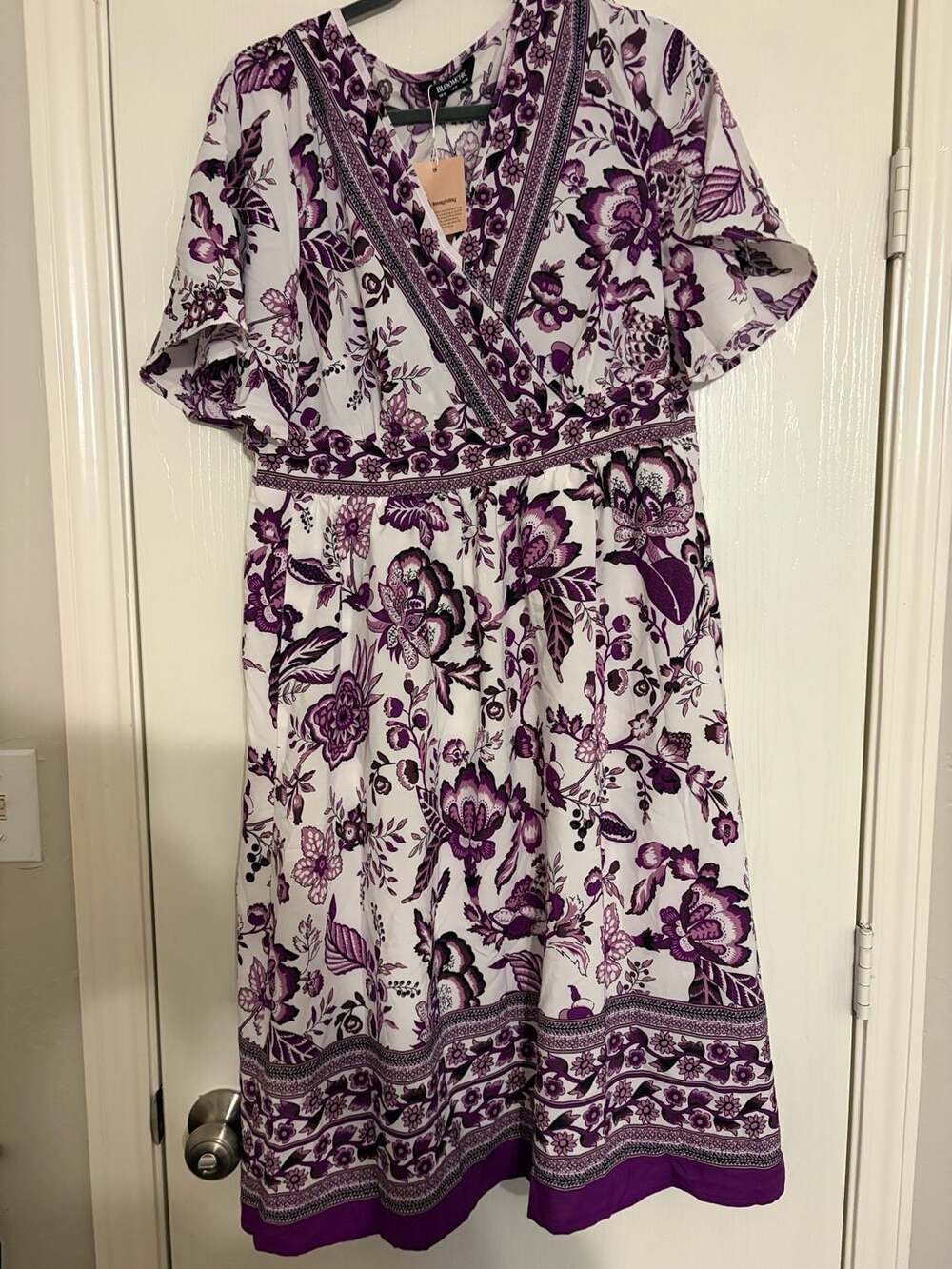 BloomChic Floral Wrap Dress US 12 Purple White